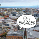 photo of Seattle w/ words "Get Engaged"