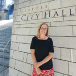 photo of Sarah Morningstar in front of City Hall