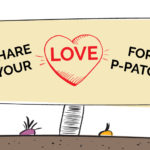 illustration of a P-Patch sign that says "Share your love for P-Patch"