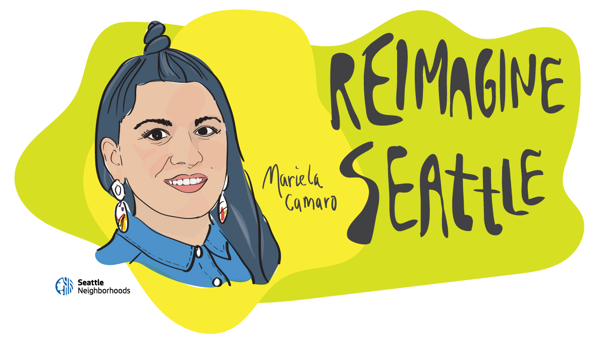 illustration of Mariela Camara next to words 