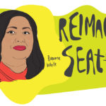 illustration of Roxanne White's face next to words "Reimagine Seattle"