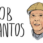 An illustration of the face of Seattle civil rights activist Bob Santos, an older man of FIlipino descent