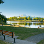 photo of park bench along the Duwamish River