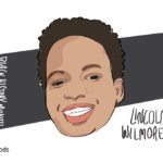 An illustration of a young, smiling, Black teen with a black rectangular background and text that says "Black History Month" and "Lincoln Wilmore"