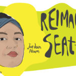An illustration of a woman's face turned slightly sideways with a serious look. Small text reads "Jordan Alam" and large text reads "Reimagine Seattle"