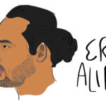 illustration of the face of Eric Alipio, a Diné/Filipino man
