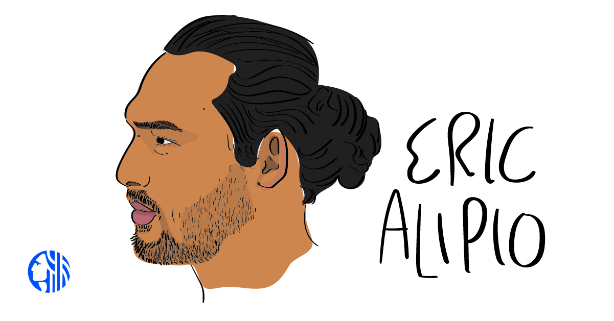 illustration of the face of Eric Alipio, a Diné/Filipino man