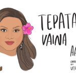 illustration of the face of a trans woman of color. she has a pink flower in her hair. Adjacent text reads: Tepatasi Vaina, AANHPI Heritage Month, May 2023, Curated by UTOPIA"