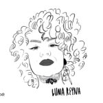 Digital illustration of Luna Reyna in black and white. Text in the upper right: Native American Heritage Month.